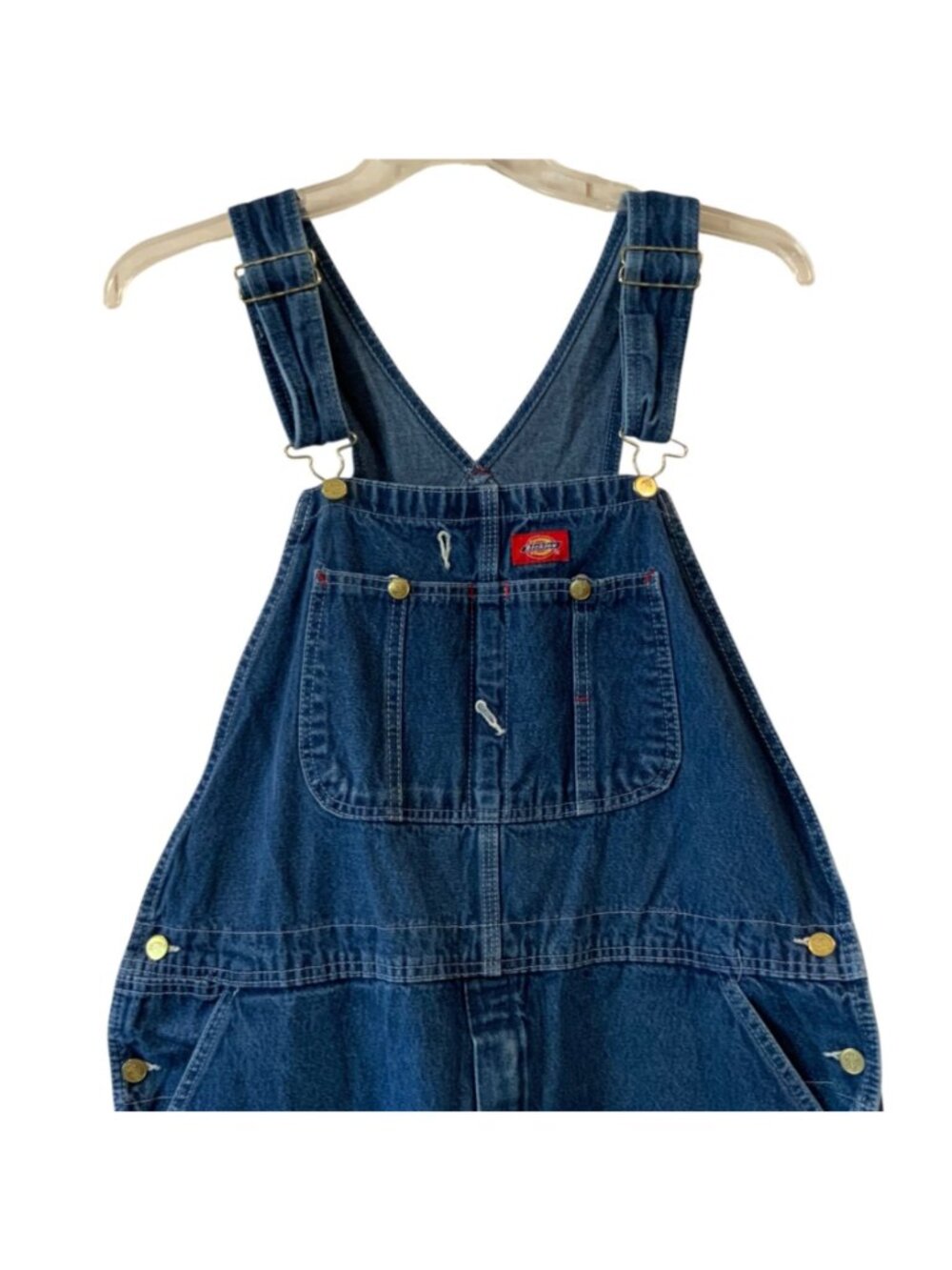 Dickies Bib Overalls Mens 40x32 Blue Denim Adjustable Straps Industrial Workwear - Picture 2 of 7